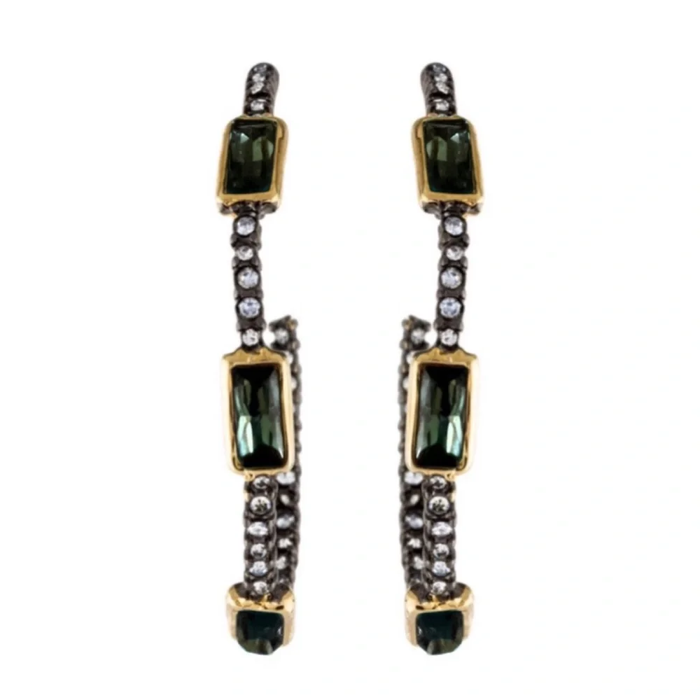 ALEXIS BITTAR • Elements Green Tourmaline Encrusted Hoop Earrings